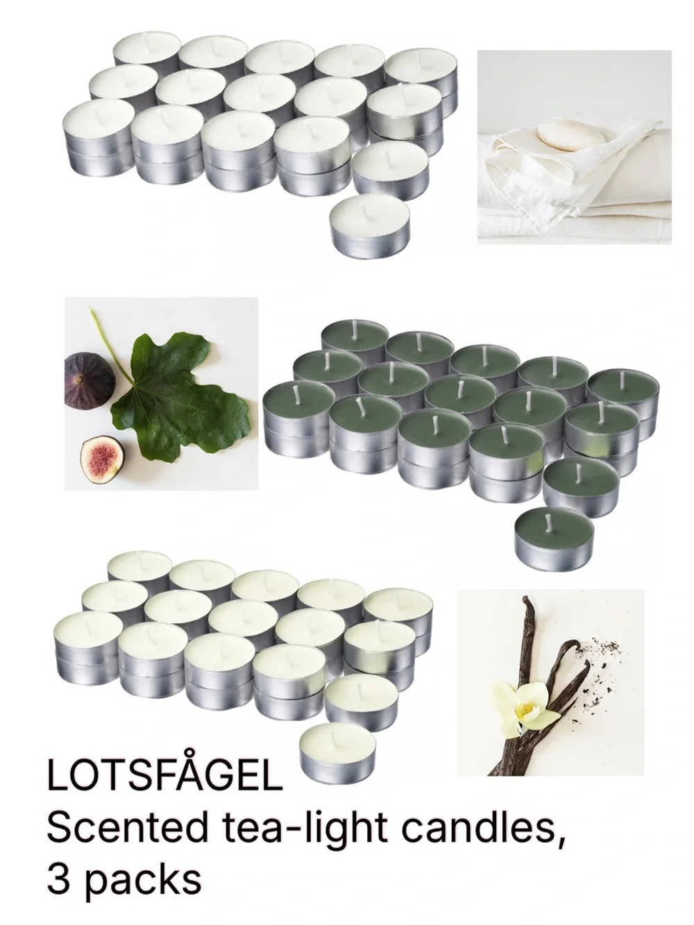 90 Scented Tea-Light Candles, White and Green
